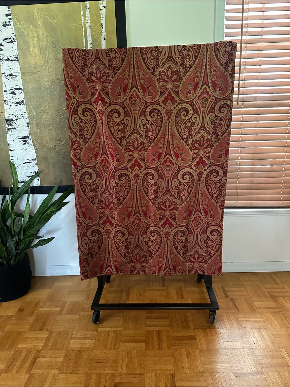Vintage Classic Home Paisley Fabric Shower Curtain Woven Jacquard Red Gold 72x72